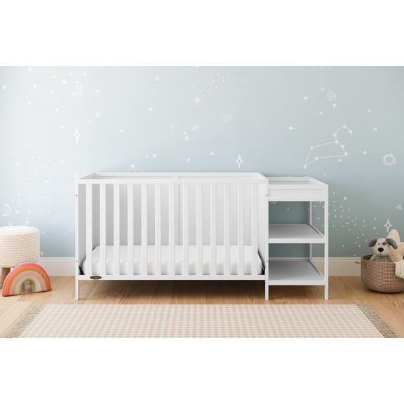 Graco Theo 5-in-1 Convertible Baby Crib and Changer, White