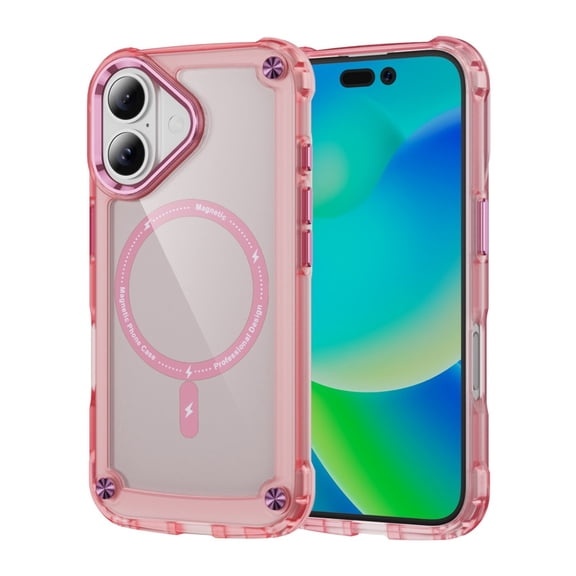 Havilah For iPhone 16 Case Skin Feel TPU PC Compatible With Magsafe Magnetic For Iphone Cover(Transparent Pink)