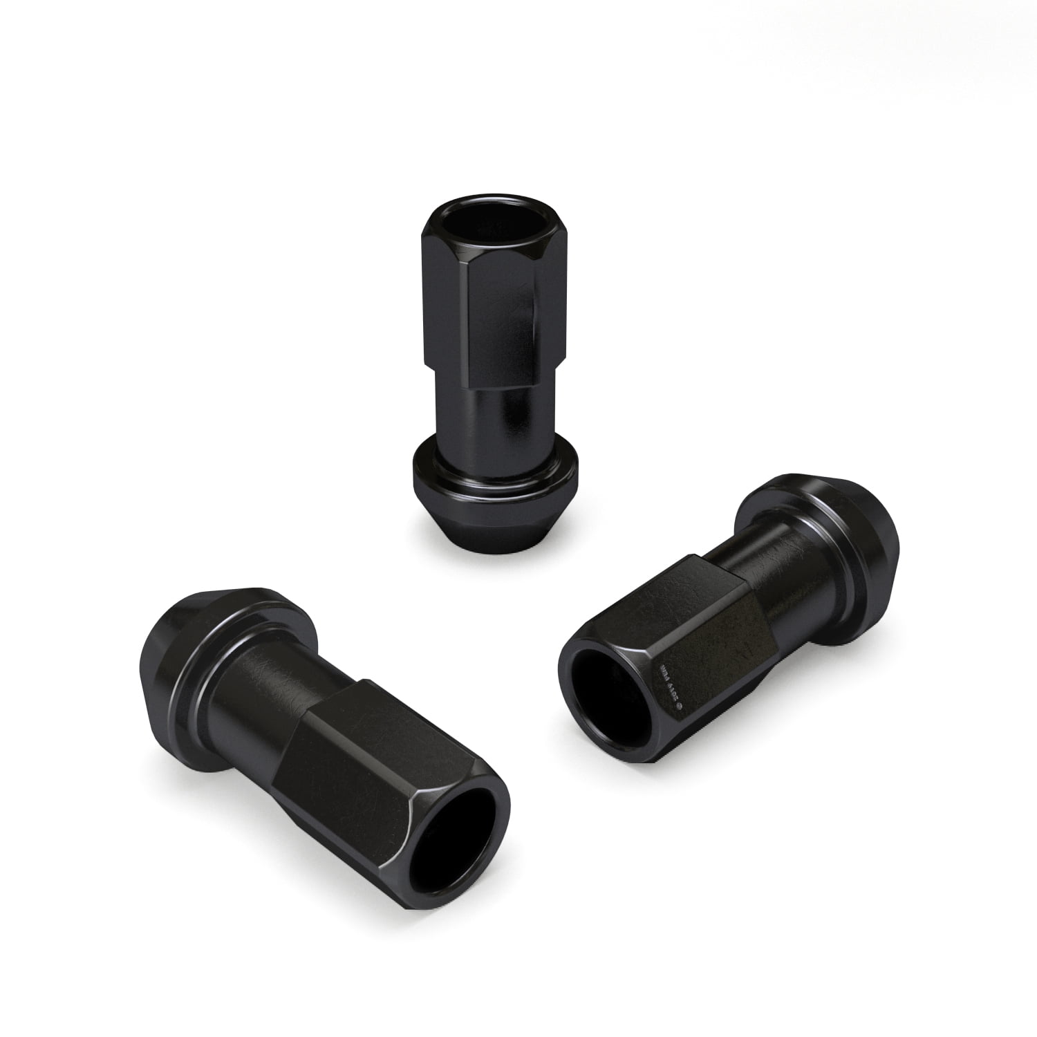 20pcs Extended Tuner Race Black Lug Nuts - 12x1.5 Thread Size - Open End - Cone Conical Taper Acorn Seat (60 degree) - 1.8 inch Length - Compatible with Honda Mazda Hyundai Toyota and More
