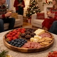 thumbnail image 4 of Utoplike Large Acacia Lazy Susan for Table Top, Rotating Round Serving Tray, 17.7'' Wood Charcuterie Board with Raised Edge and Removable Dividers for Cheese, Snacks, and Parties, 4 of 8