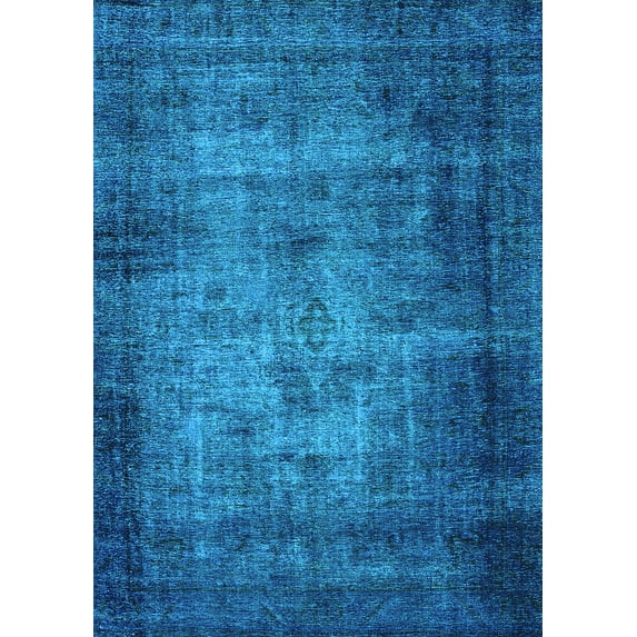 Ahgly Company Indoor Rectangle Oriental Light Blue Industrial Area Rugs, 7' x 9'