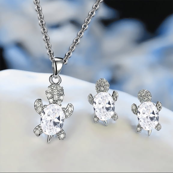 QIQUWOHUL Animal Jewelry Ornament Necklace Set Turtle Earrings Series Jewelry Sets