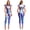 Gradient Blue, variant on Alien Astronaut Space Party Jumpsuit for Women's Fly Sleeve Metallic Cosplay Unitard Silver XL