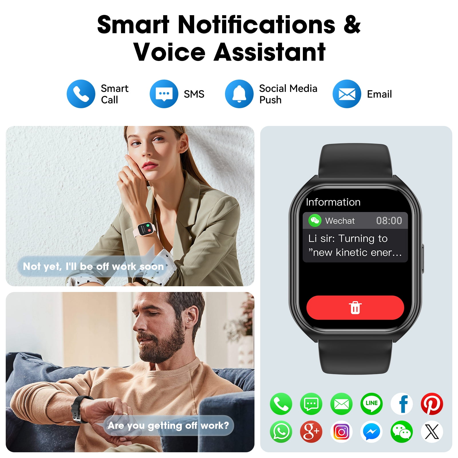 Carkira G20 Bluetooth Smart Watch for Men & Women, IP67 Waterproof