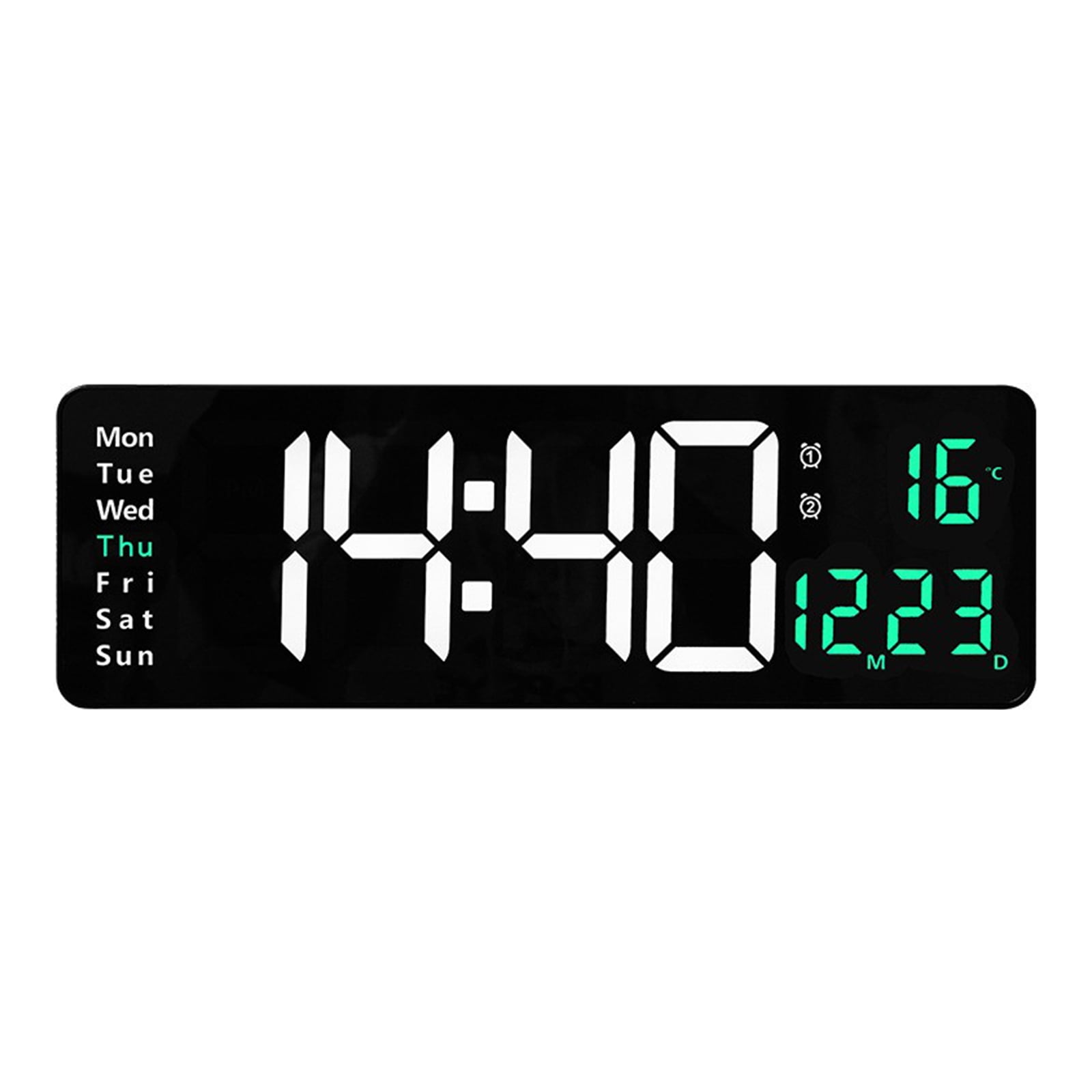 Led Digital Wall Clock Remote Control Temp Date Display Memory Wall