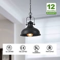 thumbnail image 3 of GZBtech Single Black Dome Pendant Light Metal Chain Adjustable Farmhouse Hanging Light Polished Black Finish for Kitchen Dinning Room Barn, 3 of 6