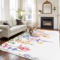 thumbnail image 3 of Area Rug 72×108in, Watercolor Spring Colorful Flower Plant Floor Carpet Living Room Rug, Pastoral Swirling Leaf Non-Slip Welcome Mat Indoor Rugs for Bedroom Dining Room, 3 of 9