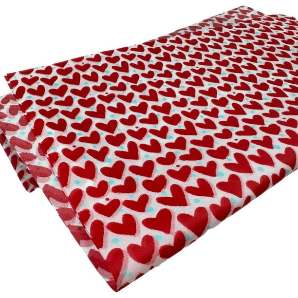 Papel de embalaje reciclable para San Valentín. 50 hojas de papel de embalaje colorido con motivos de corazones. Tamaño aproximado: 50 x 35 cm.