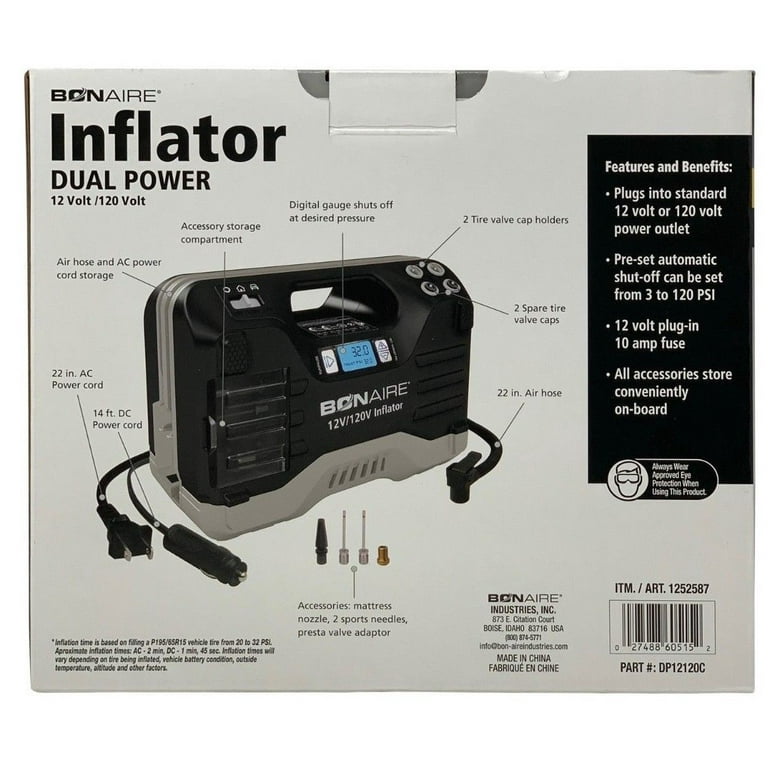 Bonaire 12 Volt 120 Volt Dual Power Tire Inflator Walmart