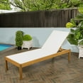 thumbnail image 2 of Lagunan 77.56"x26.38" Modern Minimalist Adjustable Acacia Wood Chaise Outdoor Lounge Chair, White/Natural, 2 of 9