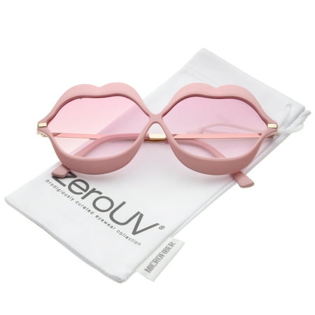 Gradiant Lens - zeroUV - Oversize Lip Shape Frame Metal Temples Gradient Lens Novelty Sunglasses 63mm - 63mm