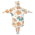 thumbnail image 2 of Dailycode Wearable Blanket Hoodie Oversized Sherpa Flannel Blankets with Pocket for 3-14 Year Old Cute Dinosaur, 2 of 7