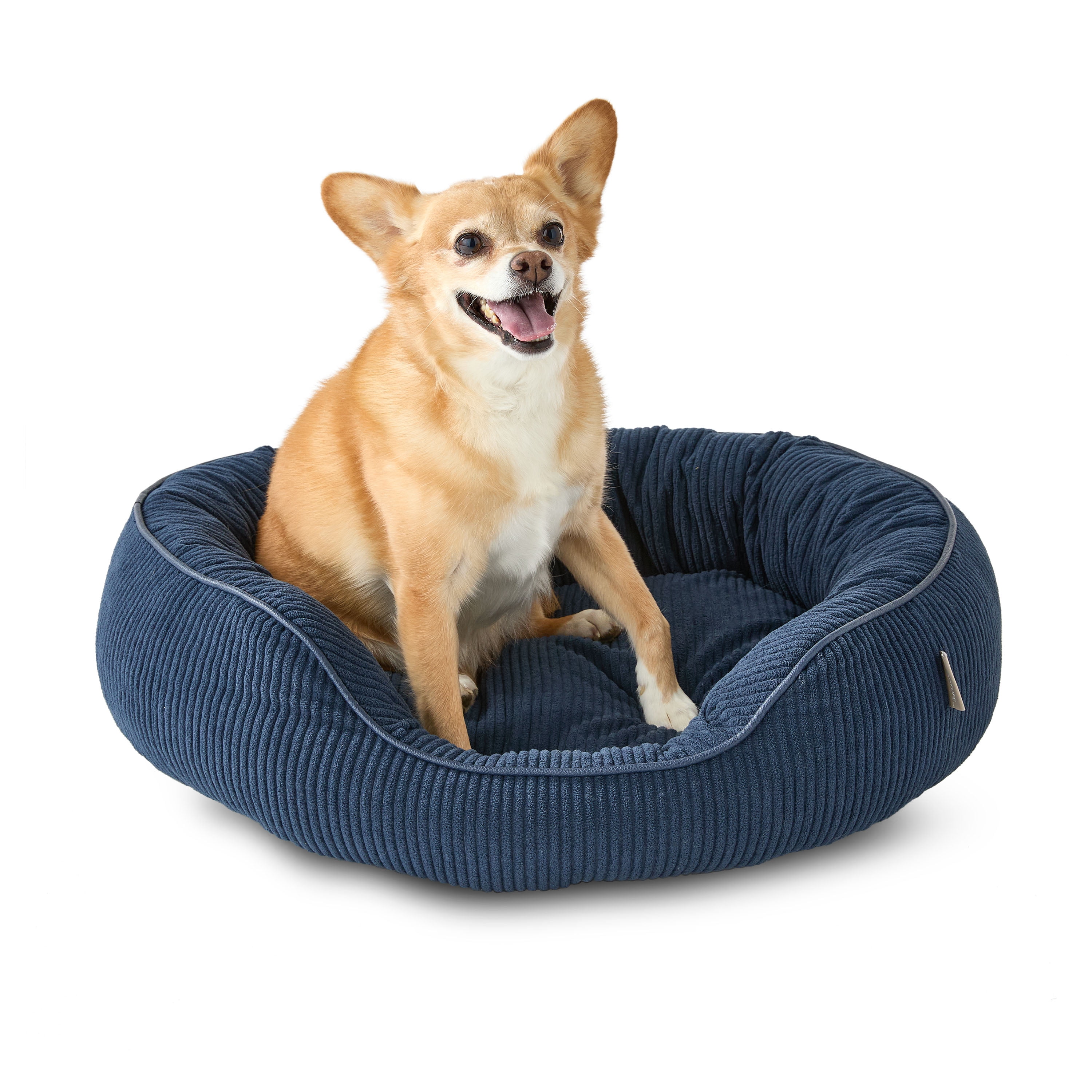 Vibrant Life Medium Oval Corduroy Cuddler Dog Bed, Blue, 24" x 20"