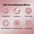 thumbnail image 4 of r6n 1X 5X Magnification LED Lighted Travel Pocket Mirror Rechargeable i8h Double-Sided Makeup Mirror, 4 of 5