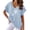 Blue, variant on Yuncity Linen Shirt Women Short Sleeved Dandelion Print V Neck Loose Casual T Shirt Plus Size S-5Xl