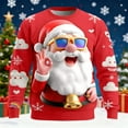 thumbnail image 2 of Telankuip Cute Santa Claus Large 3D Print Pattern Sweatshirt for Men Trendy Ribbing Loose Comfort Plus Size Casual Tops Long Sleeve X-Mas Holiday Crewneck Pullovers Red XL, 2 of 3