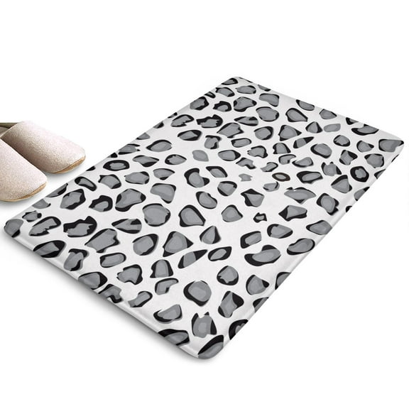 White and Gray Of Leopard Print Flannel Non Slip Door Rugs,Washable Door Mats Indoor,Decorative Door Mats,Dirt-Resistant and Absorbent Doormat for Entrance,Bedroom,Kitchen,Bathroom,23.5x16in(60x40cm)