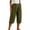 *Army Green, variant on Women's Cotton-Linen Drawstring Capri Pants , Wide Leg Cuffed Casual Pants For Women , Ladies' Summer Beach Boho Trousers with Pockets,Army Green,S-2XL
