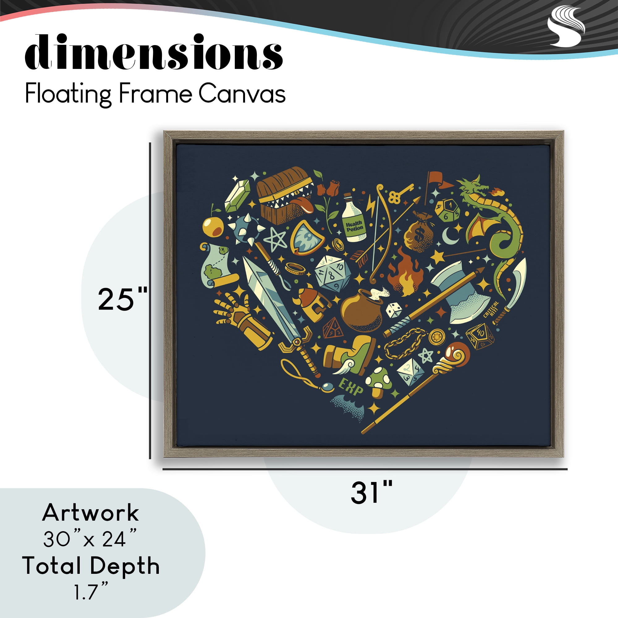 Stupell Industries Board Game RPG Trinkets Brown Framed Floater Canvas Wall Art, design by Tobe Fonseca