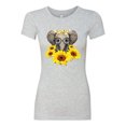thumbnail image 2 of Elephant Sunflower Cute Love Animal Lover Womens Slim Fit Junior Tee, Heather Grey, Small, 2 of 3