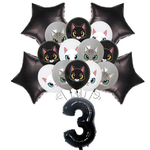 Lindo gato blanco decoraciones para fiesta de cumpleaños, plato, globo, vajilla desechable, suministros para Baby Shower, Fondo de gato personalizable
