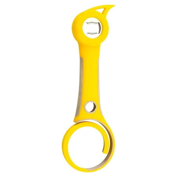 Matsuzay Abridor de botellas 6 en 1, removedor de tapa de contenedor doméstico profesional, abrelatas Manual, herramienta de mano, herramientas Cocina y Comedor Amarillo