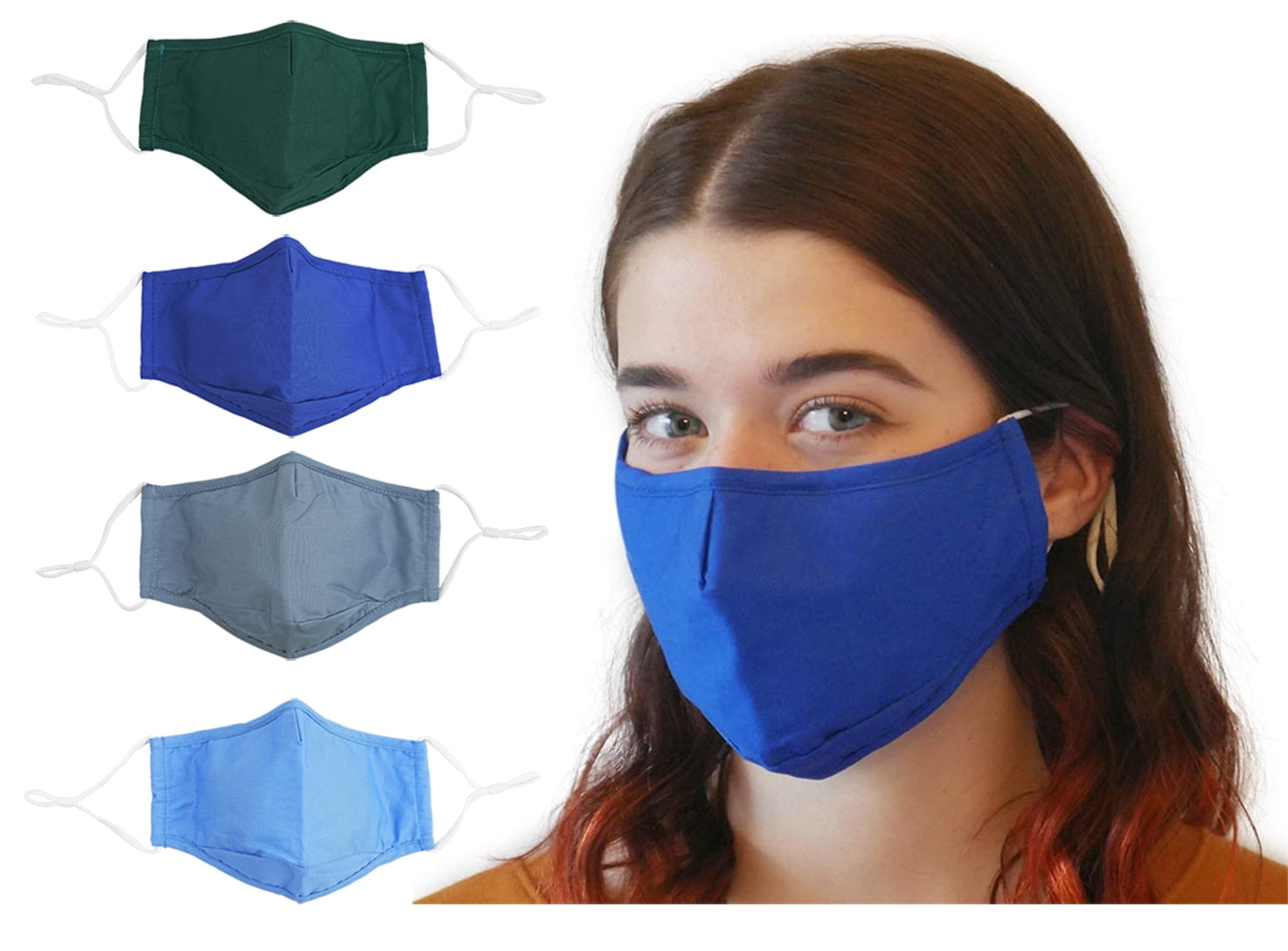 Check 3 Layer Cotton Linen Face Mask Filter Pocket Washable Nose Wire Ear Loop