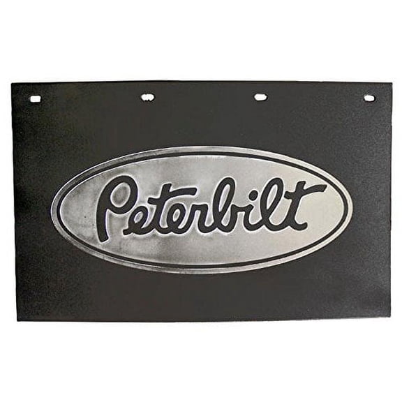 Peterbilt Motors Trucks 24" x 15" Black & Silver Poly Semi Truck Mud Flaps-Pair