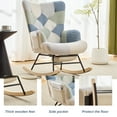 thumbnail image 4 of Hforesty Nursery Rocking Chair Upholstered Glider Rocker,Comfy Armchair with retractable footrest for Living Room & Nursery,side pocket,(Cotton Linen)splicing DARK-BLUE, 4 of 7