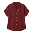 thumbnail image 6 of QUNYINEY Womens Short Sleeve Button Down Shirts Casual Collared Work Tunic Tops Summer Loose Fit Solid Shirts, 6 of 6