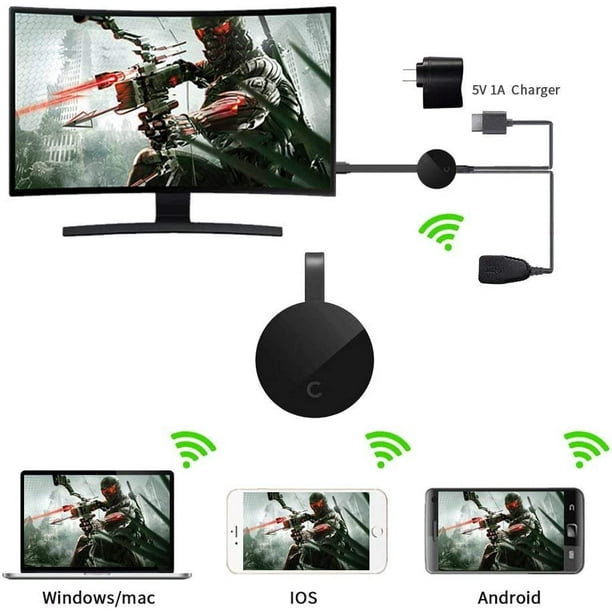 Dongle d'affichage WiFi HDMI, Adaptateur Vidéo Sans Fil TV (Google Home /  Chrome, Miracast, AirPlay) - Français