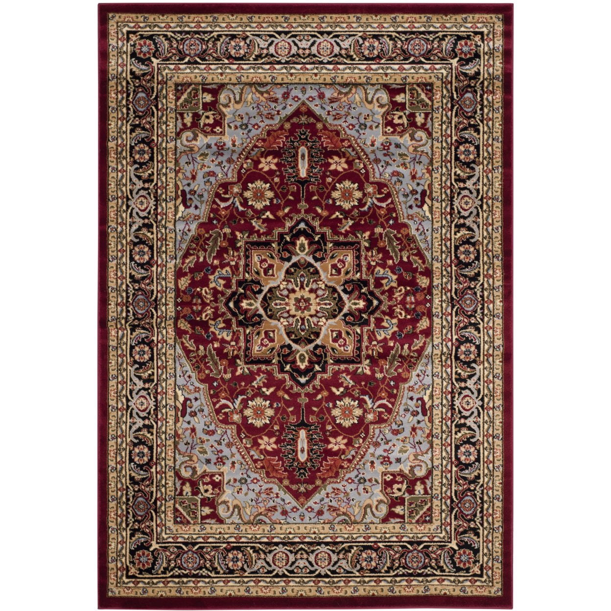 SAFAVIEH Lyndhurst Miranda Traditional Bordered Runner Rug, Red/Black, 2'3" x 6'