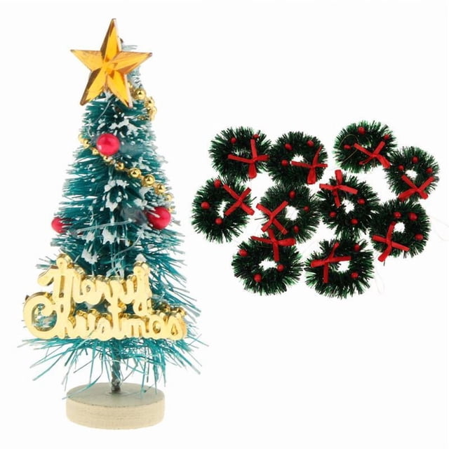 Y árbol de Navidad en Miniatura para Decoración de Jardín de 1/12