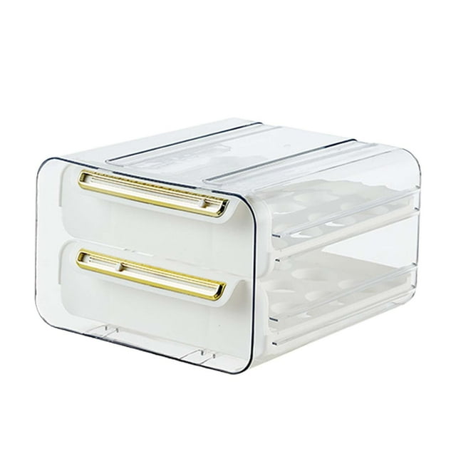 Contenedor de huevos mayimx Nevera Bandeja de huevos Caja de almacenamiento de huevos Apilable Conveniente con Escala de tiempo Transparente para cocinas Escala doble