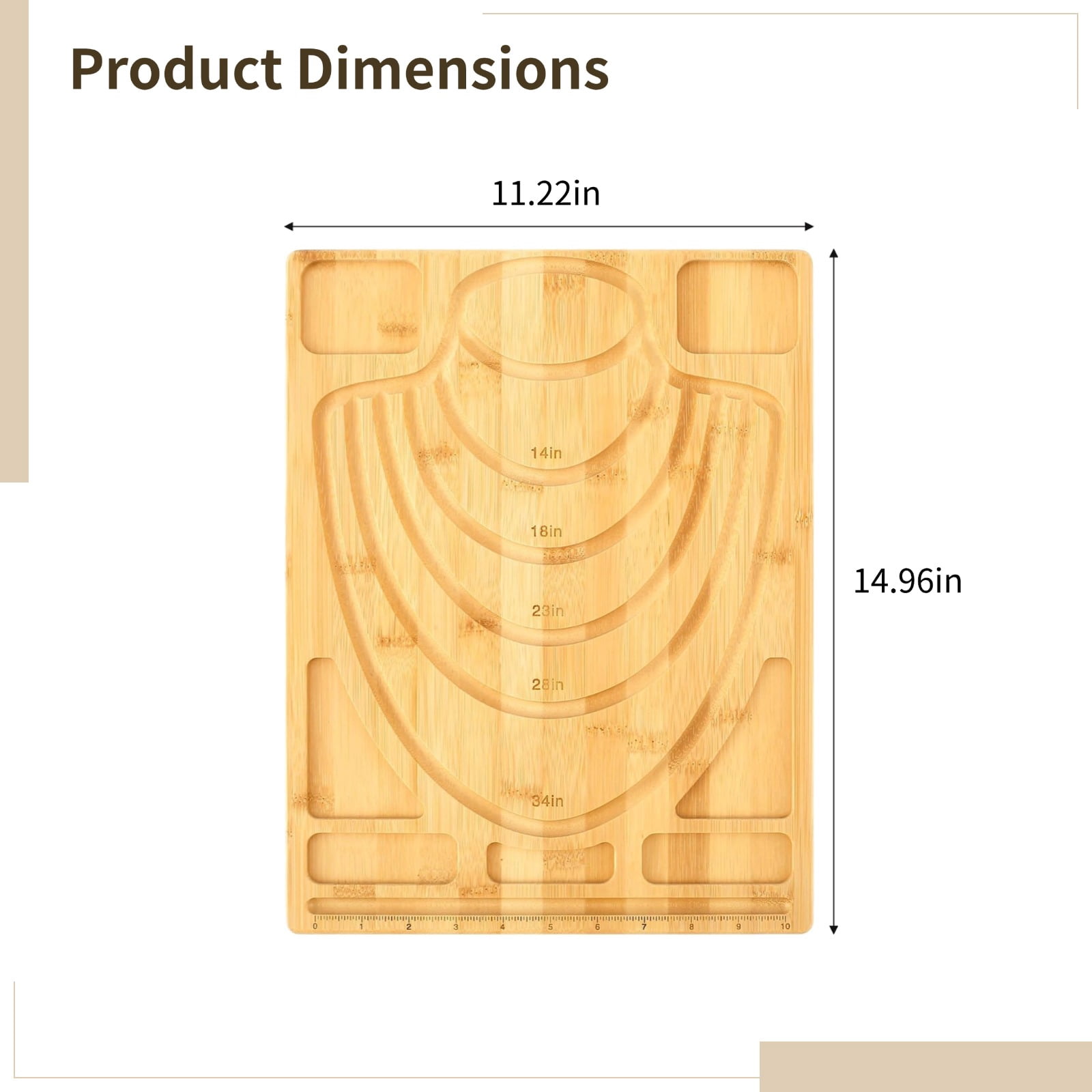 Wooden Bead Board for Jewelry Making, Necklace Beading Tray with Measurement Guides, DIY Wood Beading Board for Bracelet Necklace