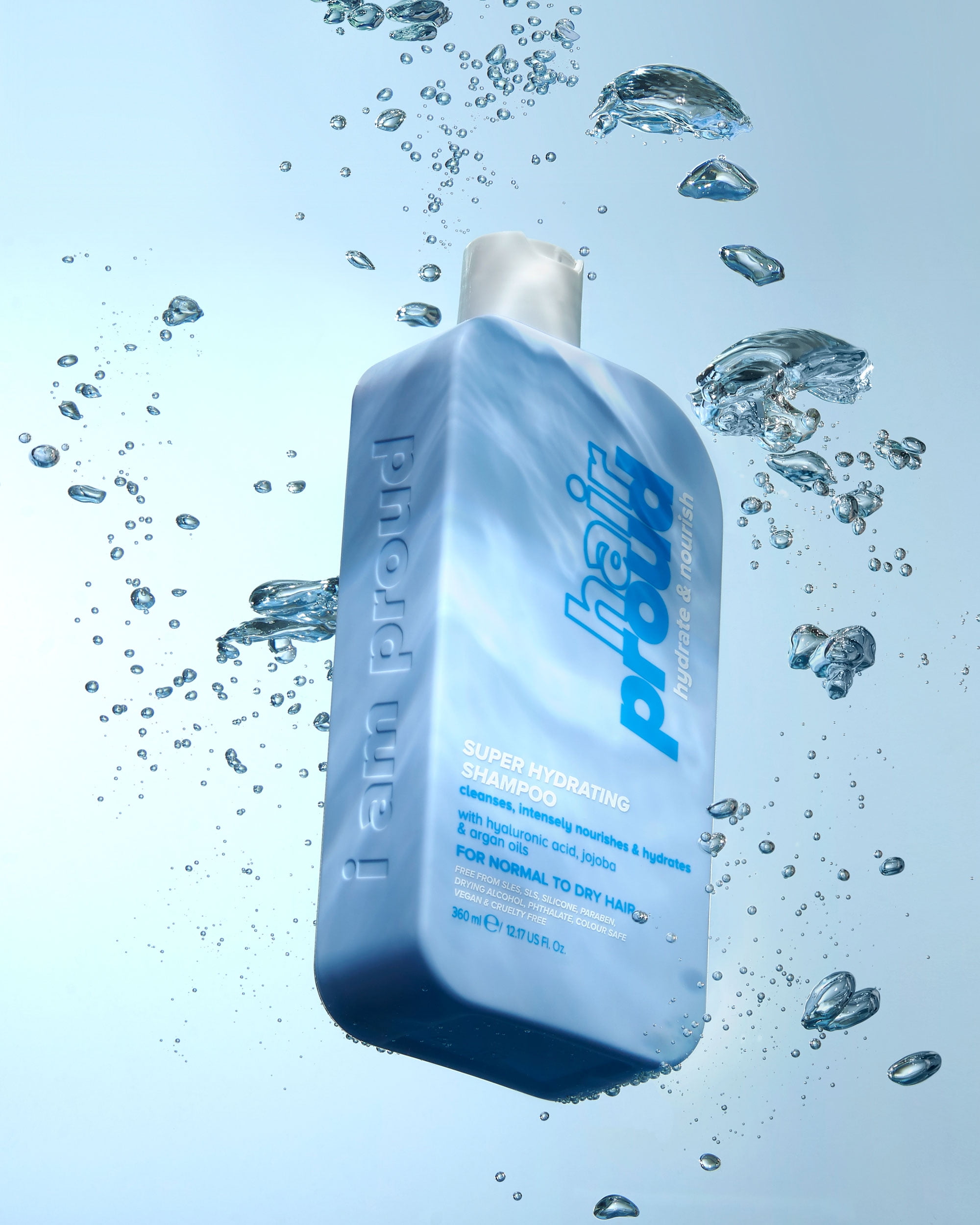 Hair Proud Super Hydrating Shampoo with Hyaluronic Acid, Argan and Jojoba Oil for all Hair Types, 12 fl oz