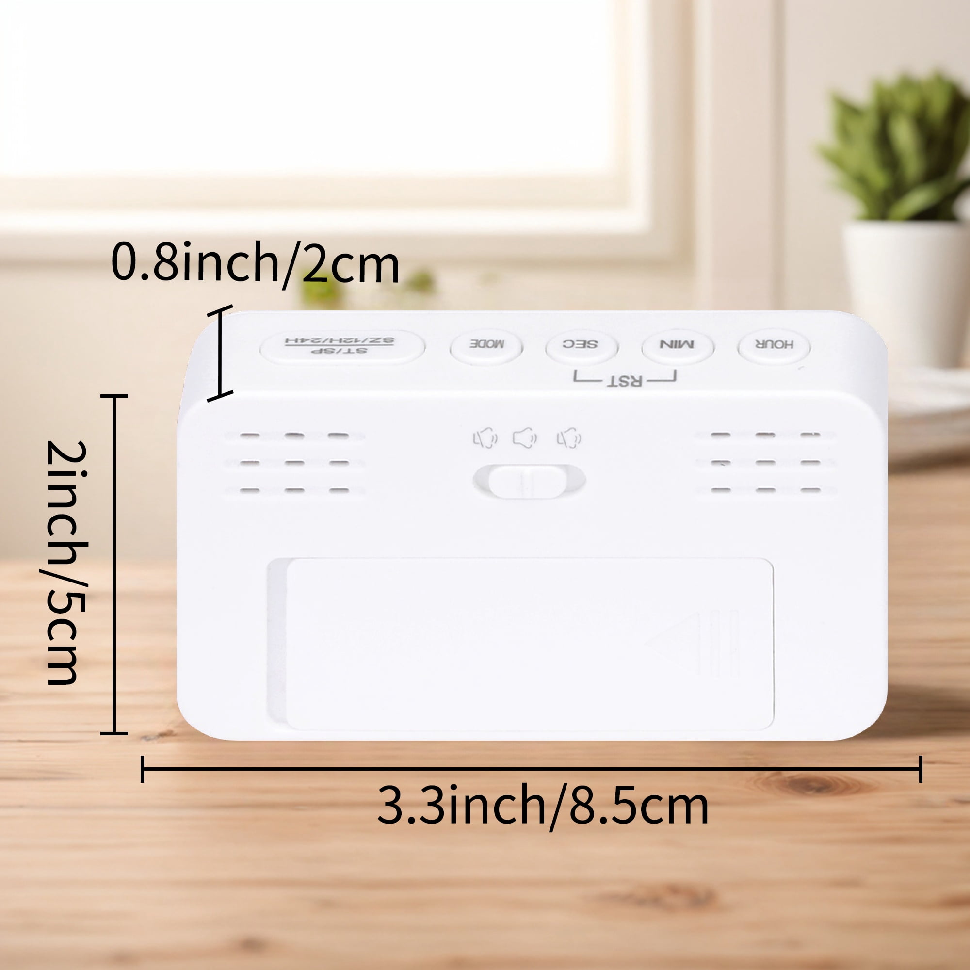 Unique Bargains 2 Pcs Small Loud Alarm Clock Battery Operated Desk Clock White White