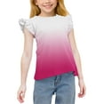 thumbnail image 2 of GERsome Girls Summer T-Shirts Cute Ruffle Short Sleeve Crew Neck Loose Blouse Summer Gradient Casual Toddler Girls Tee Tops for 3-15 Years, 2 of 9
