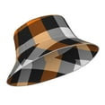thumbnail image 2 of Gaeub Orange Plaid Printed Double Sided Reflective Bucket Hat Foldable Sun Hat for Camping Hiking Fishing, 2 of 9