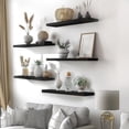 thumbnail image 2 of Set de 6 Unidades Estantes Flotantes, Soportan hasta 8 kg Repisas Flotantes, Estantes Flotantes de Pared, Estante de Almacenamiento Flotante Simple y Moderno Negro, Natural, Café, 2 of 4
