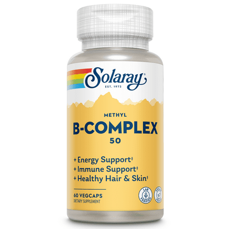 Solaray Methyl B-Complex 50mg | Methylated Forms of Folate & B-12 | Healthy Hair & Skin Nerves Immune Function & Metabolism Support | 60 VegCaps