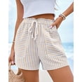 thumbnail image 3 of FreshPretty Casual Striped Shorts for Women Spring Summer Elastic Waist Y2K Lounge Vacation Beach PJ Bottoms Clothes, 3 of 9