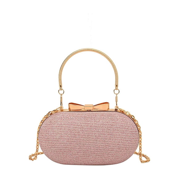 Pink Elegant Evening Clutch Bag Beaded Handbag Sparkling Party Purse For Women Flock