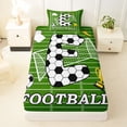 thumbnail image 3 of Erosebridal Green Football Court Twin Sheet Sets,Letter E Print Boys Ball Games Bedding For Kids 3pcs, 3 of 6