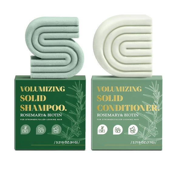 Kitsch Rosemary & Biotin Shampoo and Conditioner Bar Set for Thinning Hair - Volume Shampoo & Conditioner Bar for Men and Women, Hair Thickening & Regrowth Combo, Paraben Free - 4PCS