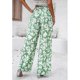 thumbnail image 4 of Women Floral Print Palazzo Pants Summer Bohemian Wide Leg Pants High Waist Casual Lounge Pant Trousers with Pockets Yellow XL, 4 of 5
