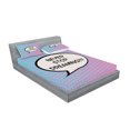thumbnail image 2 of Ambesonne Saying Fitted Sheet & Pillow Sham Set, Cartoon Motivation Art, Queen, Blue Pink, 2 of 2