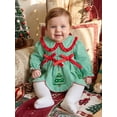 thumbnail image 5 of Cjfdfy Newborn Baby Girls Christmas Romper Gingham Long Sleeve Doll Collar Bubble Smocked Romper Dress Infant Cute My First Christmas Fall Winter Outfits 0-18M ﻿, 5 of 9