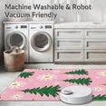 thumbnail image 5 of ODIKA 4'x6' Machine Washable Non-Slip Area Rug, Festive Pine Tree Motif with Accents and Whimsical Snowflake High Traffic Rug with Pad, Pink, 734744, 5 of 8