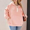thumbnail image 2 of ZUKMRJPC Hoodies for Women Half Zip Solid Color Oversized Hooded Sweatshirts Fleece Lined Drawstring Casual Pullover Tops with Pocket, 2 of 6